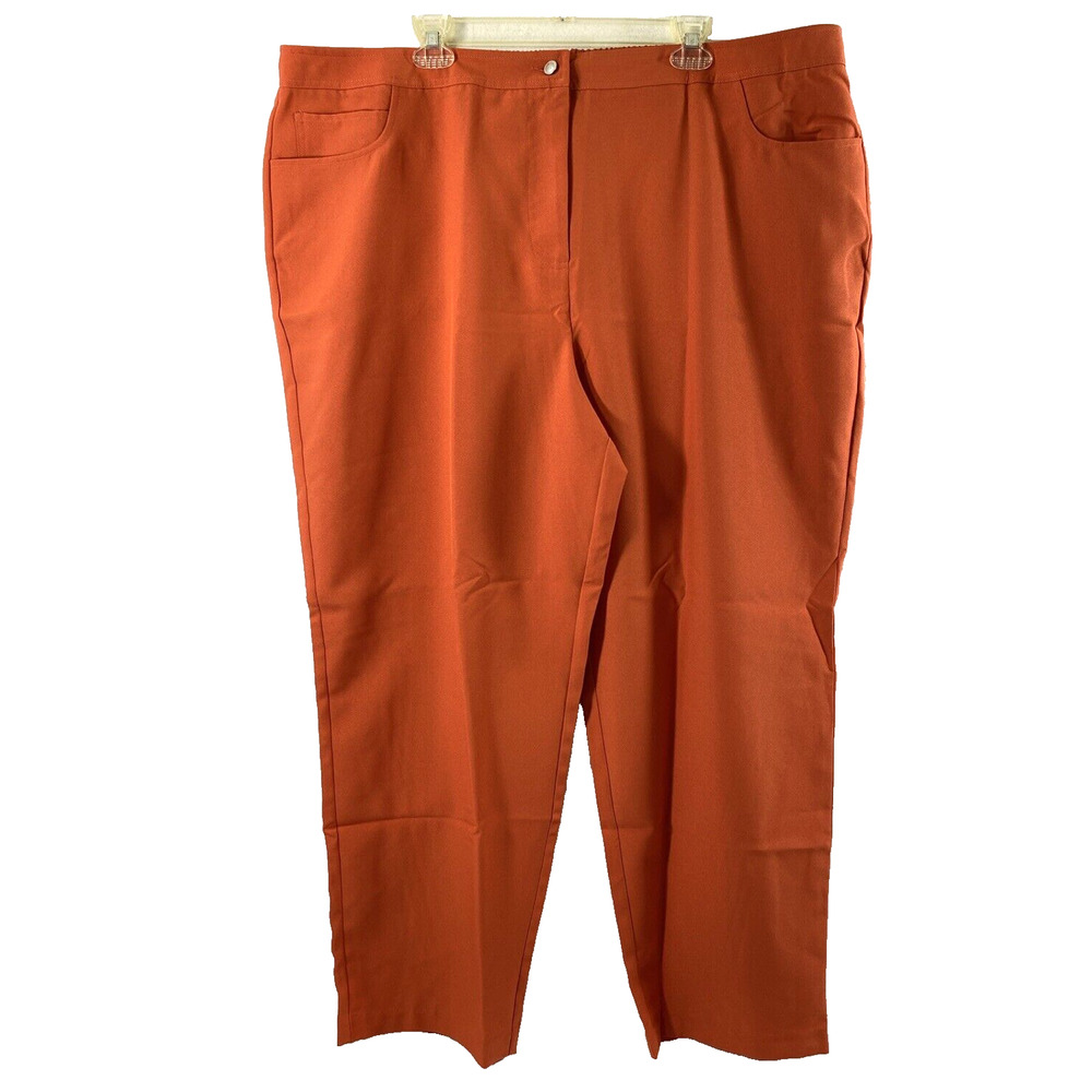 Blair Pants Womens‎ Size 24W Orange Slacks Polyester Pockets Elastic Waist